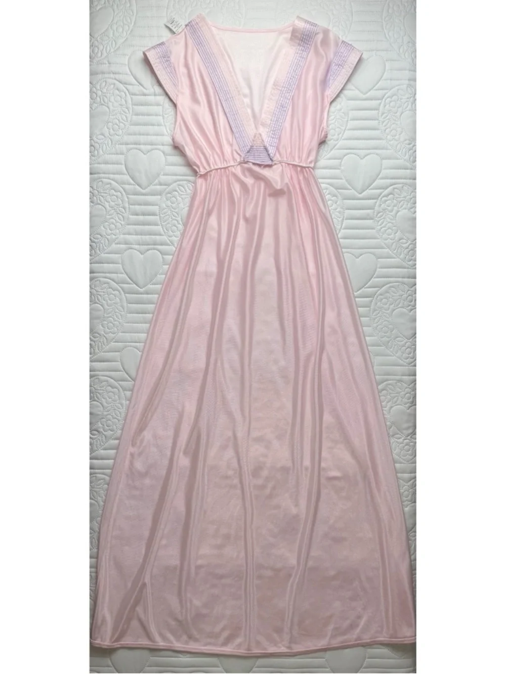 Vintage Pastel Pink Purple Maxi Nightgown Small Medium - Picture 8 of 16
